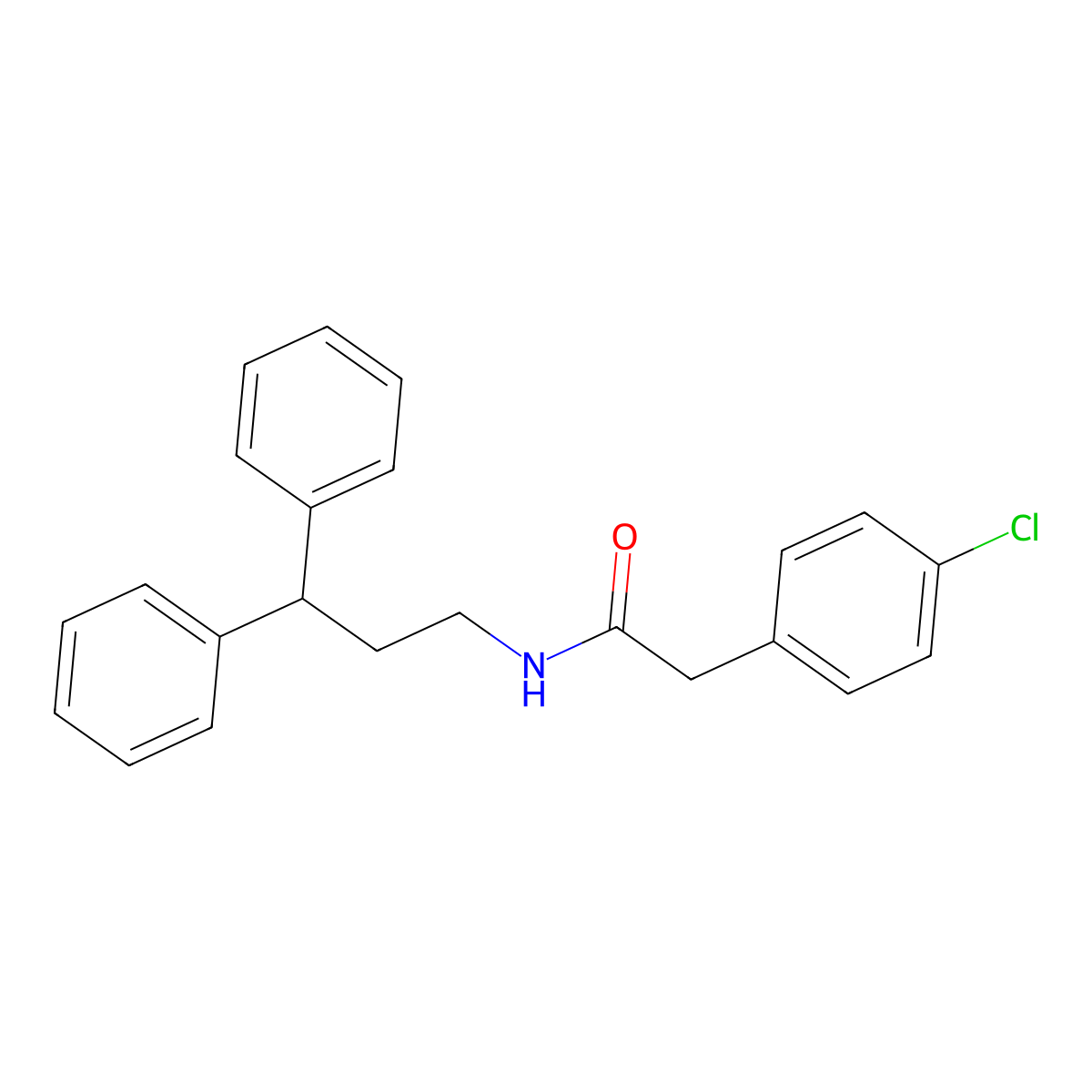 2-(4-chlorophenyl)-N-(3,3-diphenylpropyl)acetamide molecular structure, CAS 560080-39-9