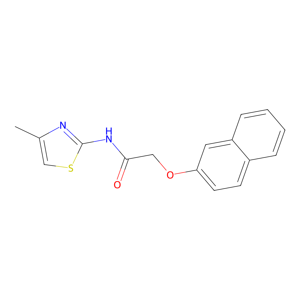 N-(4-methyl-1,3-thiazol-2-yl)-2-naphthalen-2-yloxyacetamide molecular structure, CAS 560080-90-2
