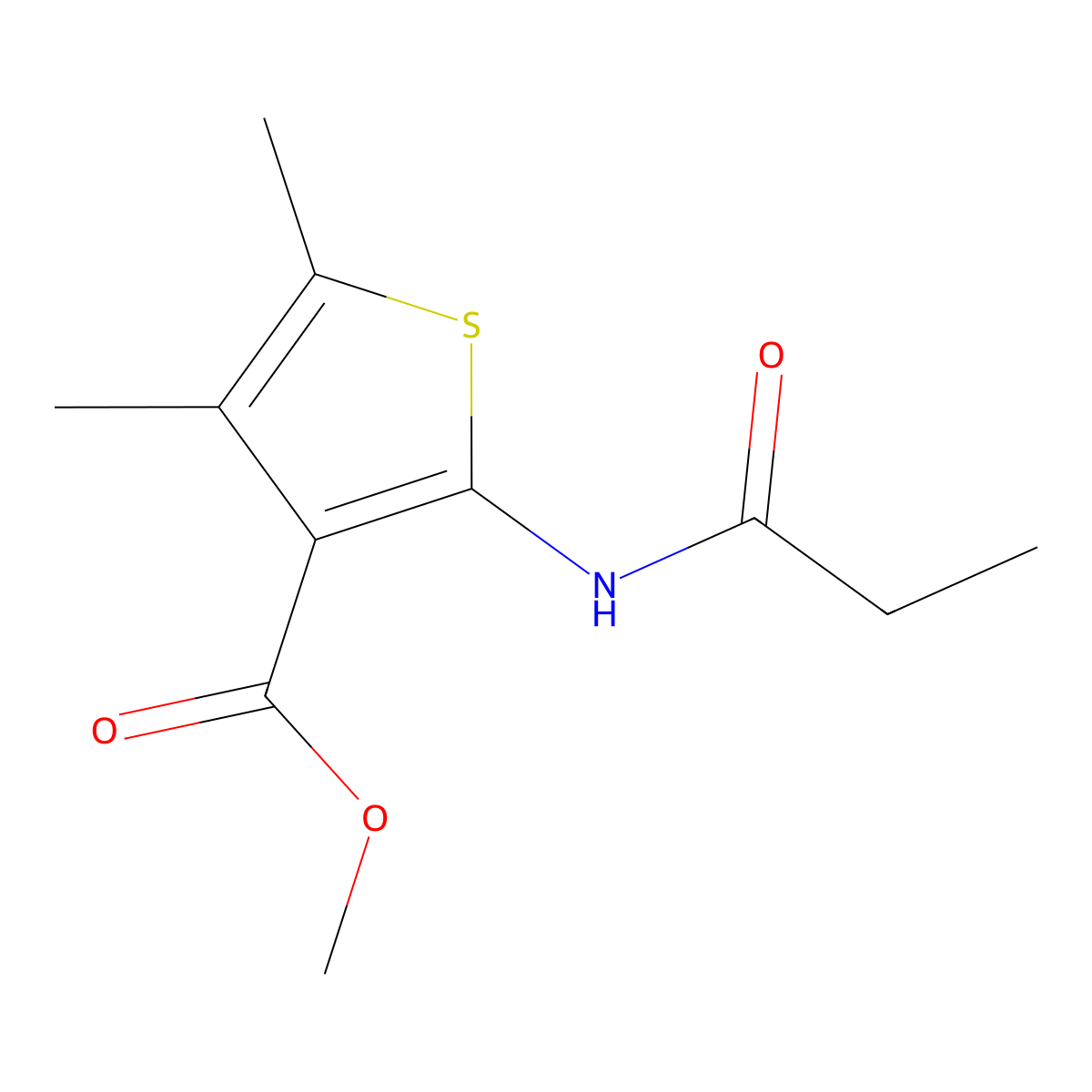 Methyl 4,5-dimethyl-2-propanamidothiophene-3-carboxylate molecular structure, CAS 560080-94-6