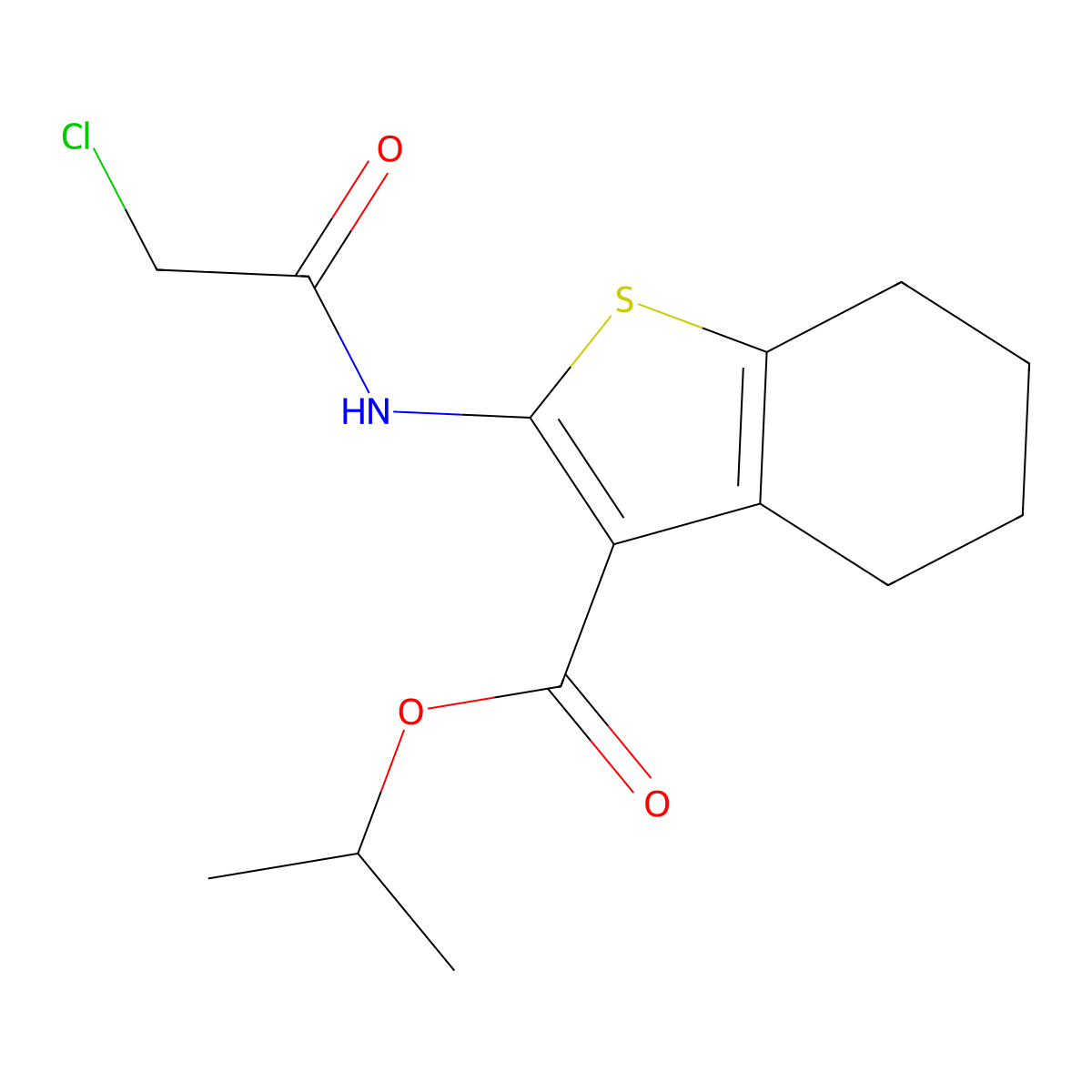 Isopropyl 2-[(chloroacetyl)amino]-4,5,6,7-tetrahydro-1-benzothiophene-3-carboxylate molecular structure, CAS 560080-98-0
