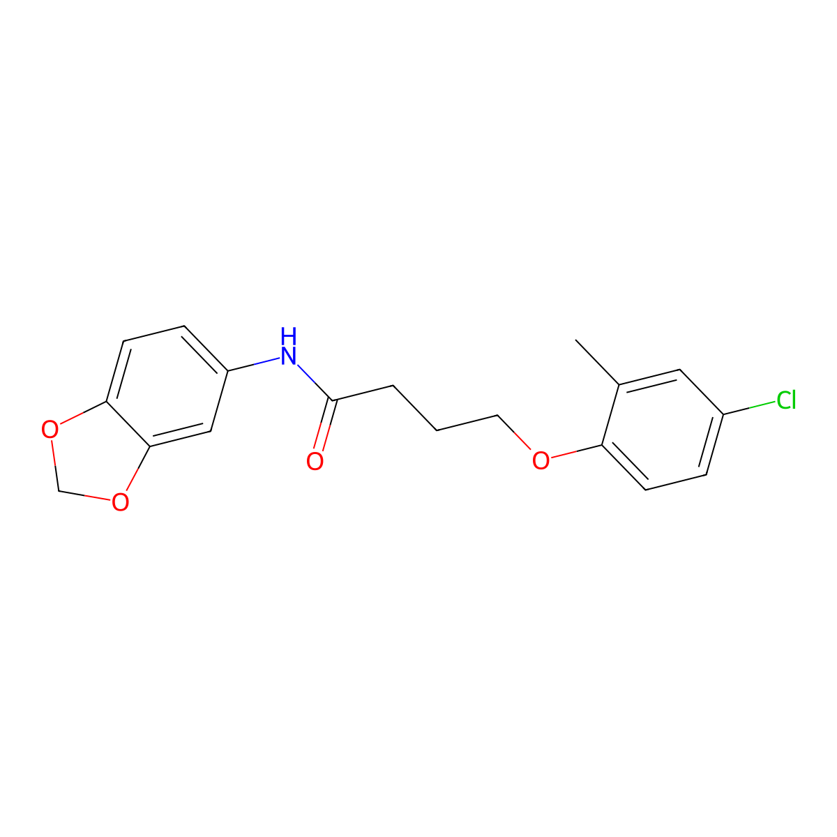 N-(1,3-benzodioxol-5-yl)-4-(4-chloro-2-methylphenoxy)butanamide molecular structure, CAS 560089-46-5