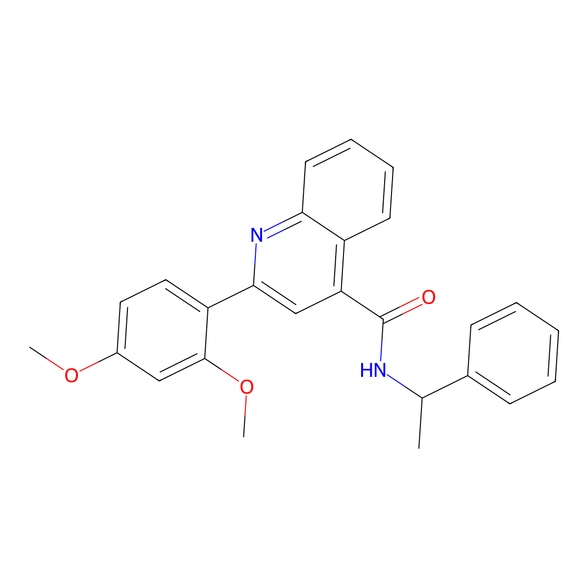 2-(2,4-dimethoxyphenyl)-N-(1-phenylethyl)quinoline-4-carboxamide molecular structure, CAS 560089-75-0