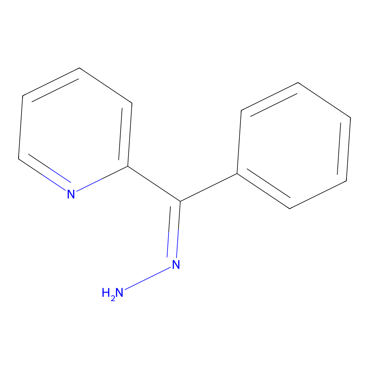 Phenyl 2-pyridyl ketone hydrazone molecular structure, CAS 56009-91-7