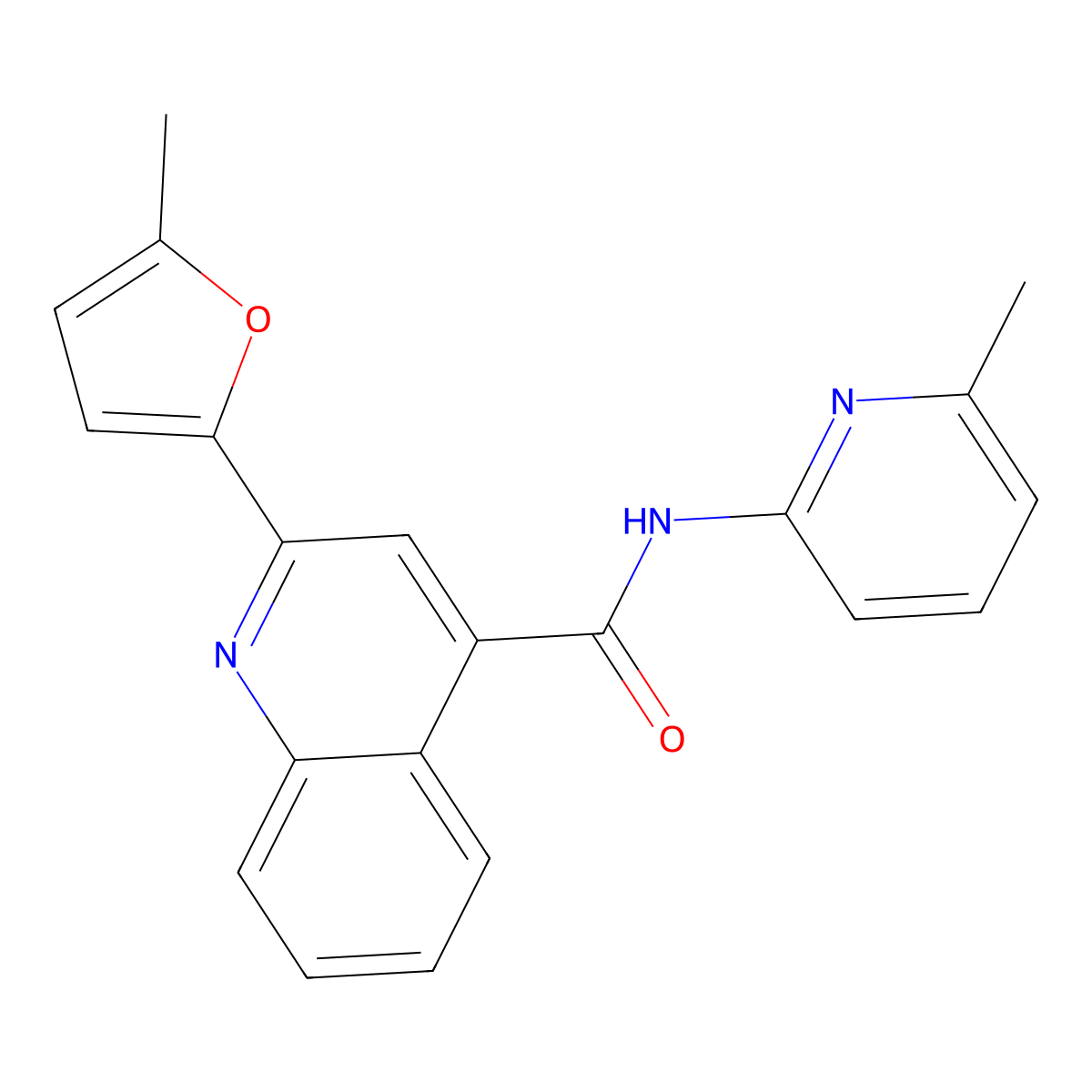 2-(5-methylfuran-2-yl)-N-(6-methylpyridin-2-yl)quinoline-4-carboxamide molecular structure, CAS 560090-89-3