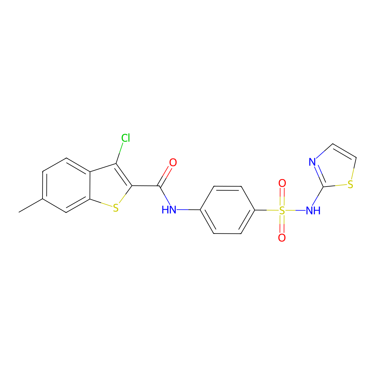 3-chloro-6-methyl-N-[4-(1,3-thiazol-2-ylsulfamoyl)phenyl]-1-benzothiophene-2-carboxamide molecular structure, CAS 560091-29-4