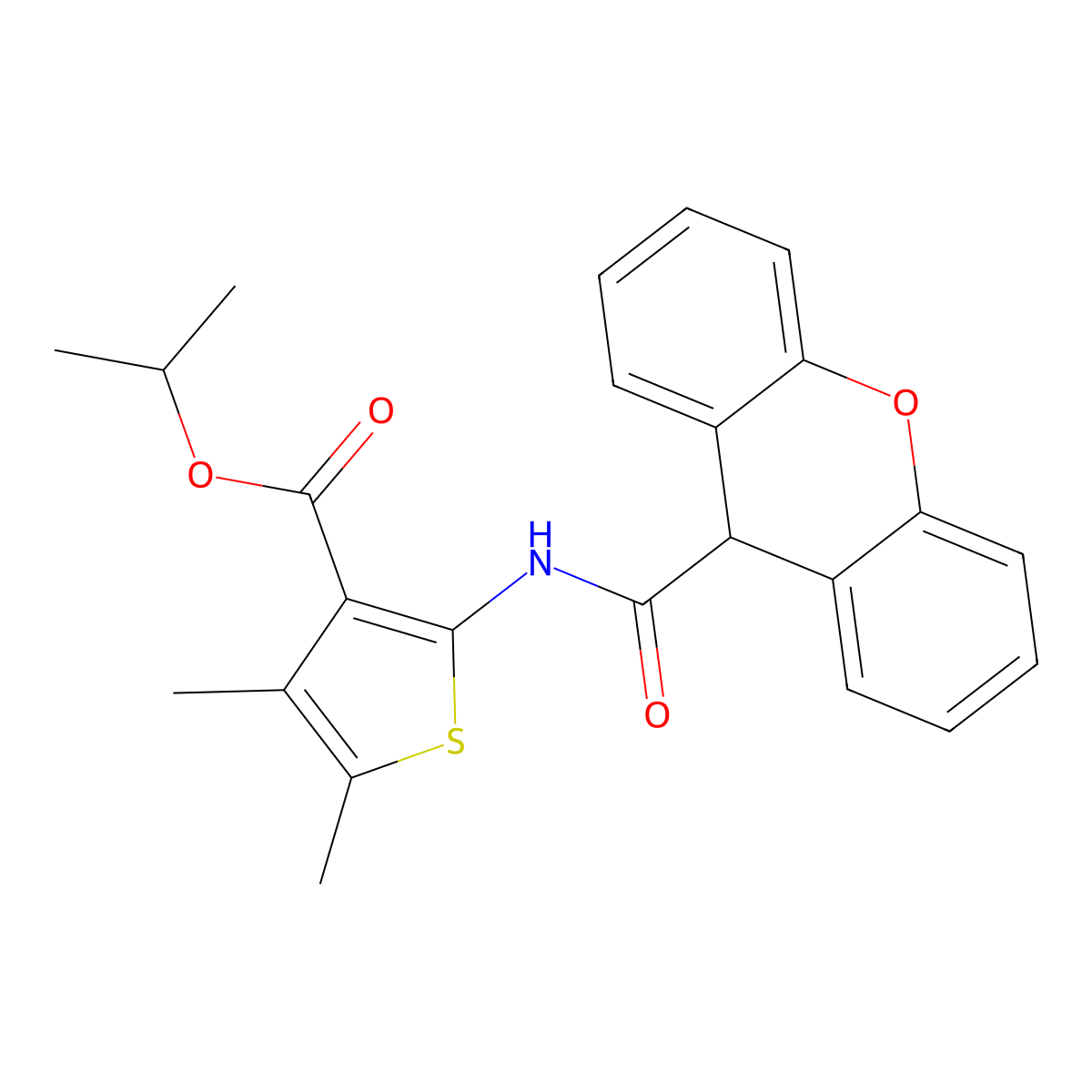 isopropyl 4,5-dimethyl-2-[(9H-xanthen-9-ylcarbonyl)amino]-3-thiophenecarboxylate molecular structure, CAS 560091-37-4