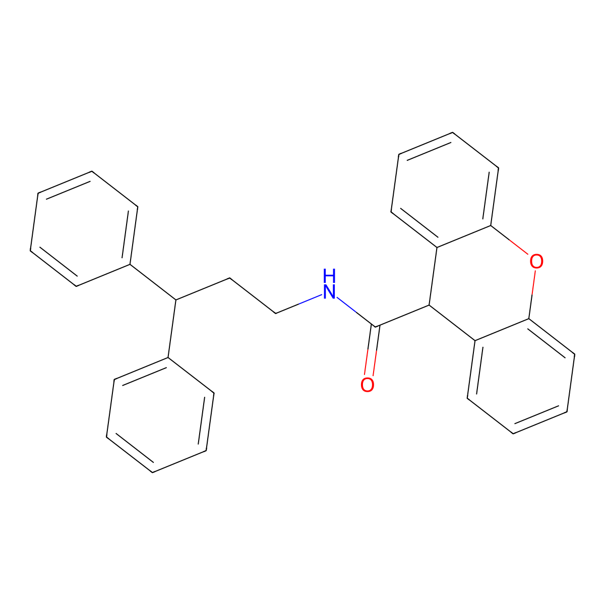 N-(3,3-diphenylpropyl)-9H-xanthene-9-carboxamide molecular structure, CAS 560092-78-6