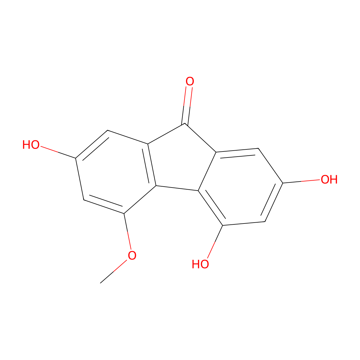 2,4,7-Trihydroxy-5-methoxy-9-fluorenone molecular structure, CAS 560096-22-2