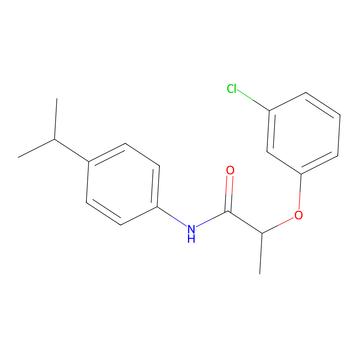 2-(3-chlorophenoxy)-N-(4-propan-2-ylphenyl)propanamide molecular structure, CAS 560097-42-9