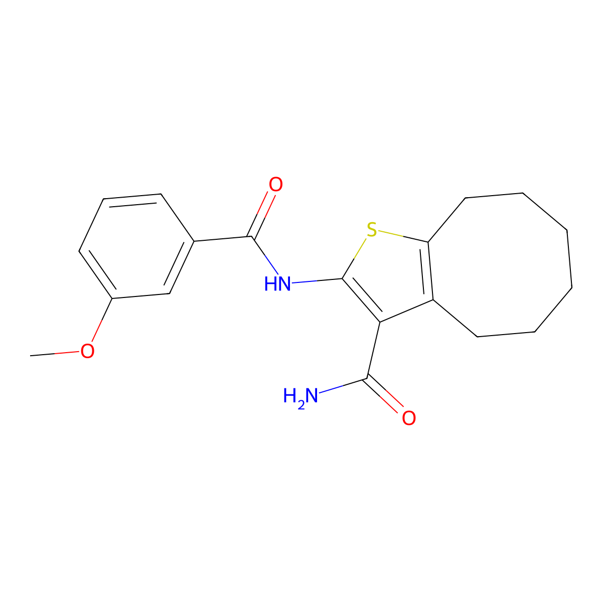 2-[(3-Methoxybenzoyl)amino]-4,5,6,7,8,9-hexahydrocycloocta[b]thiophene-3-carboxamide molecular structure, CAS 560097-89-4