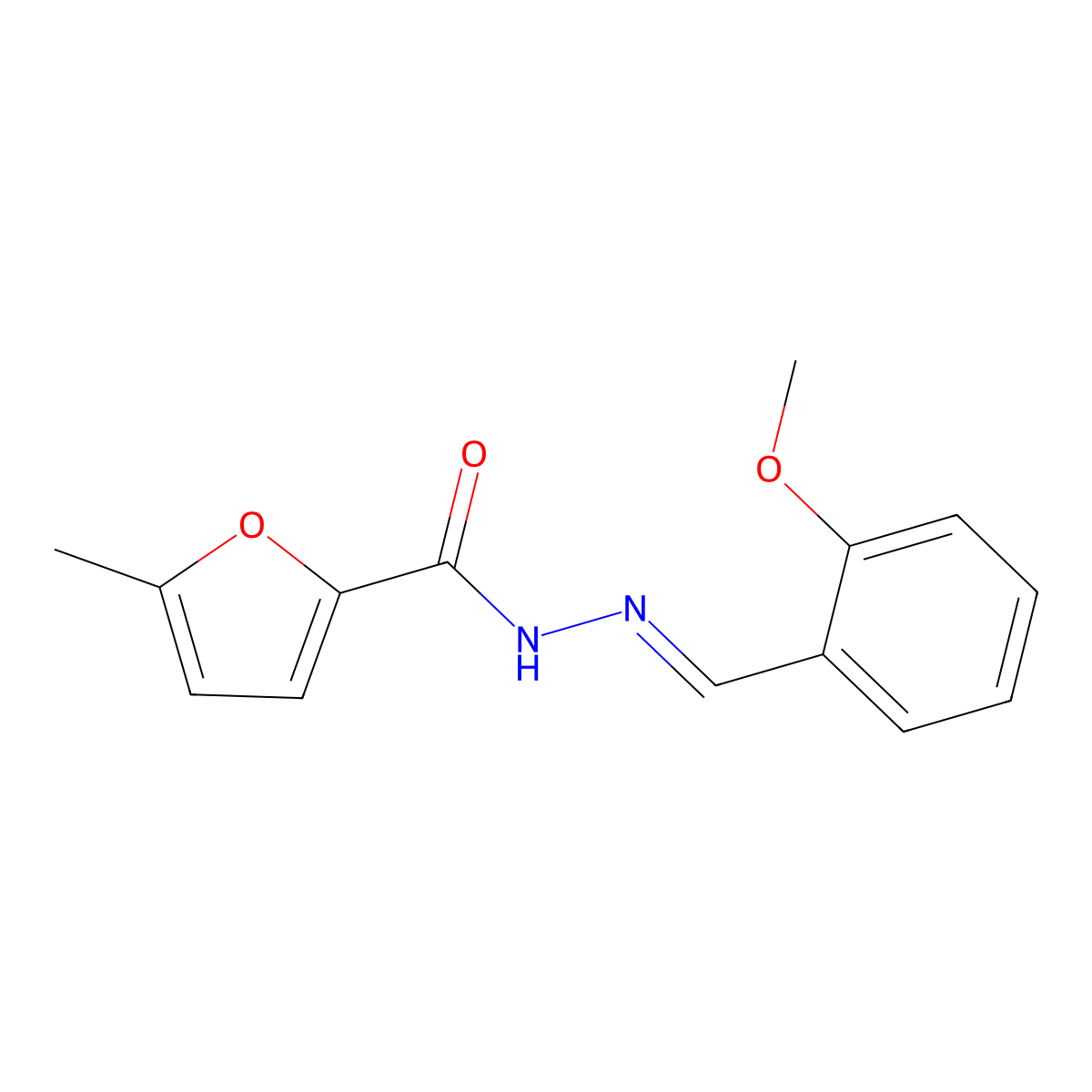 5-Methyl-2-furancarboxylic acid 2-[(2-methoxyphenyl)methylene]hydrazide molecular structure, CAS 560098-27-3