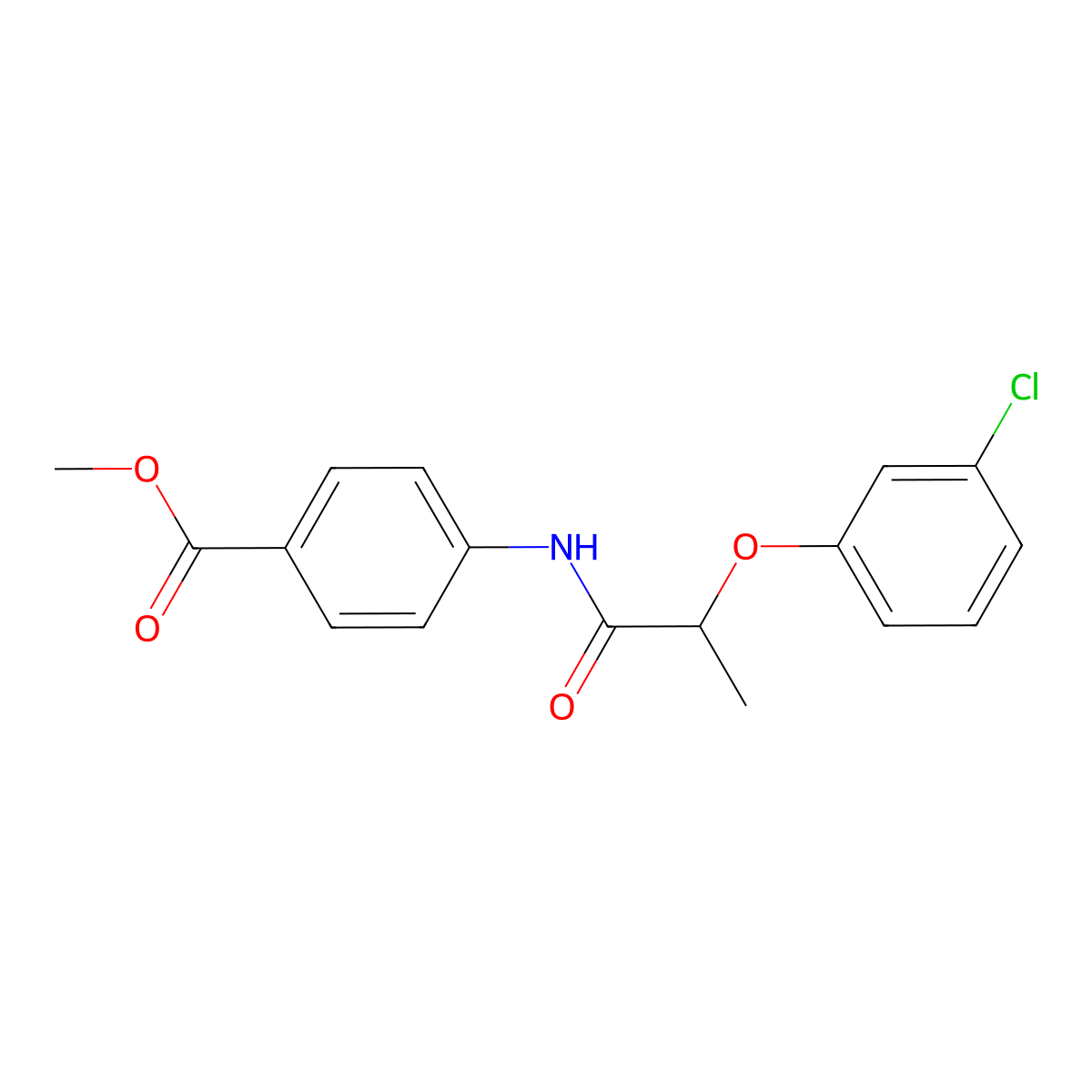 Methyl 4-{[2-(3-chlorophenoxy)propanoyl]amino}benzoate molecular structure, CAS 560098-38-6