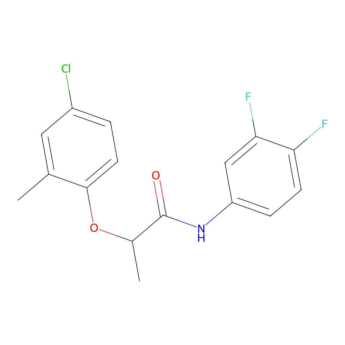 2-(4-chloro-2-methylphenoxy)-N-(3,4-difluorophenyl)propanamide molecular structure, CAS 560099-32-3