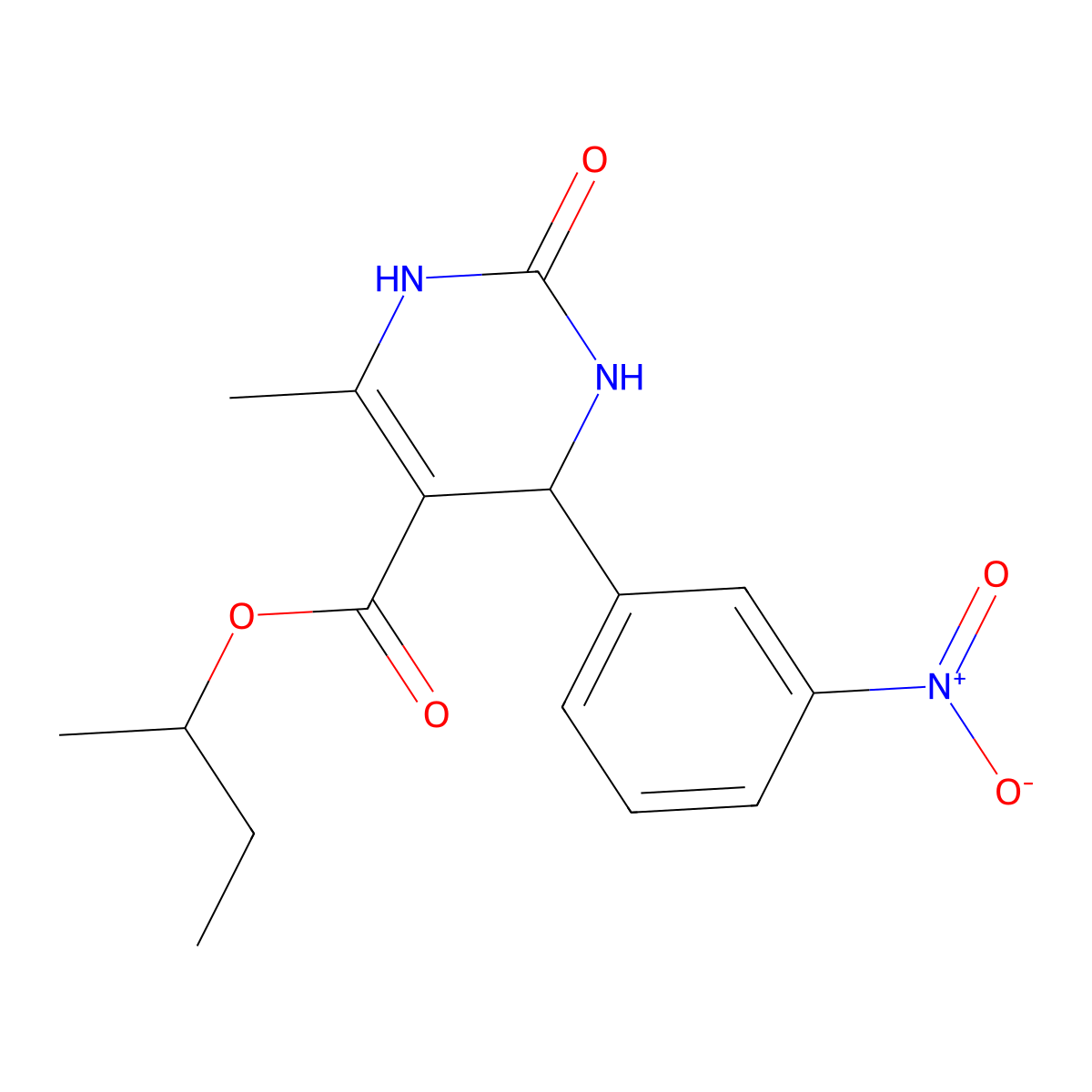 Butan-2-YL 4-methyl-6-(3-nitrophenyl)-2-oxo-3,6-dihydro-1H-pyrimidine-5-carboxylate molecular structure, CAS 5601-79-6