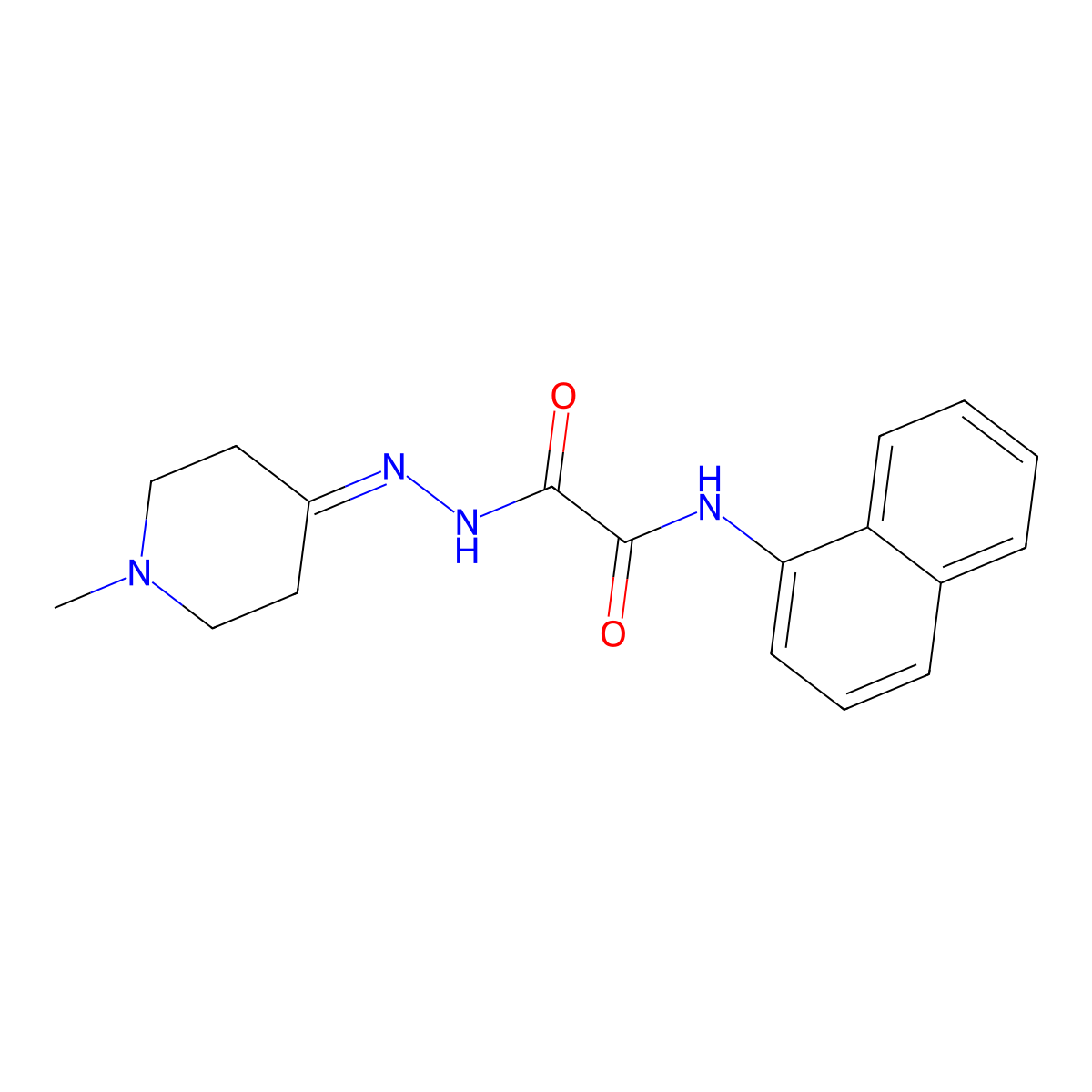 N'-[(1-methylpiperidin-4-ylidene)amino]-N-naphthalen-1-yloxamide molecular structure, CAS 5601-86-5