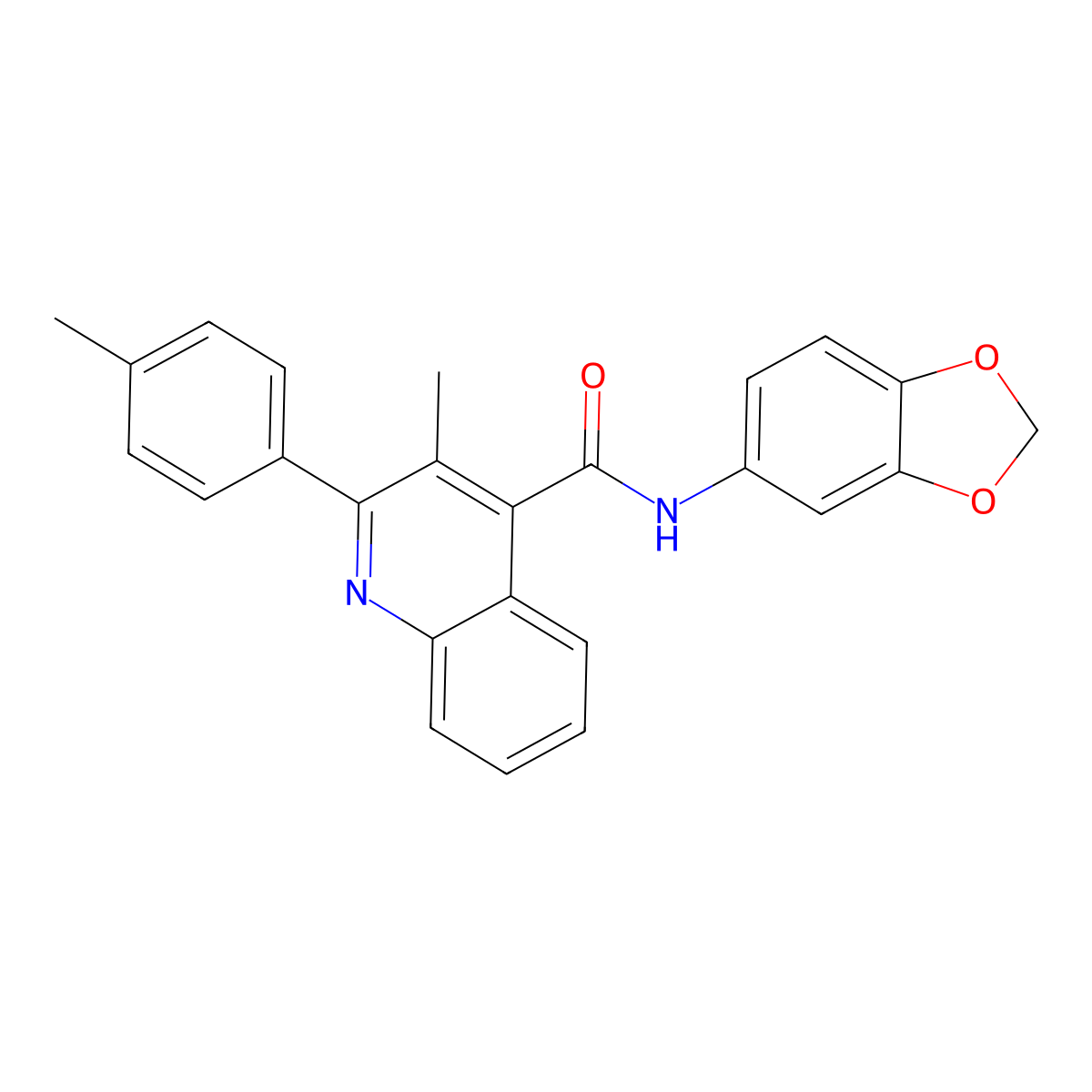 N-(1,3-benzodioxol-5-yl)-3-methyl-2-(4-methylphenyl)-4-quinolinecarboxamide molecular structure, CAS 560103-40-4