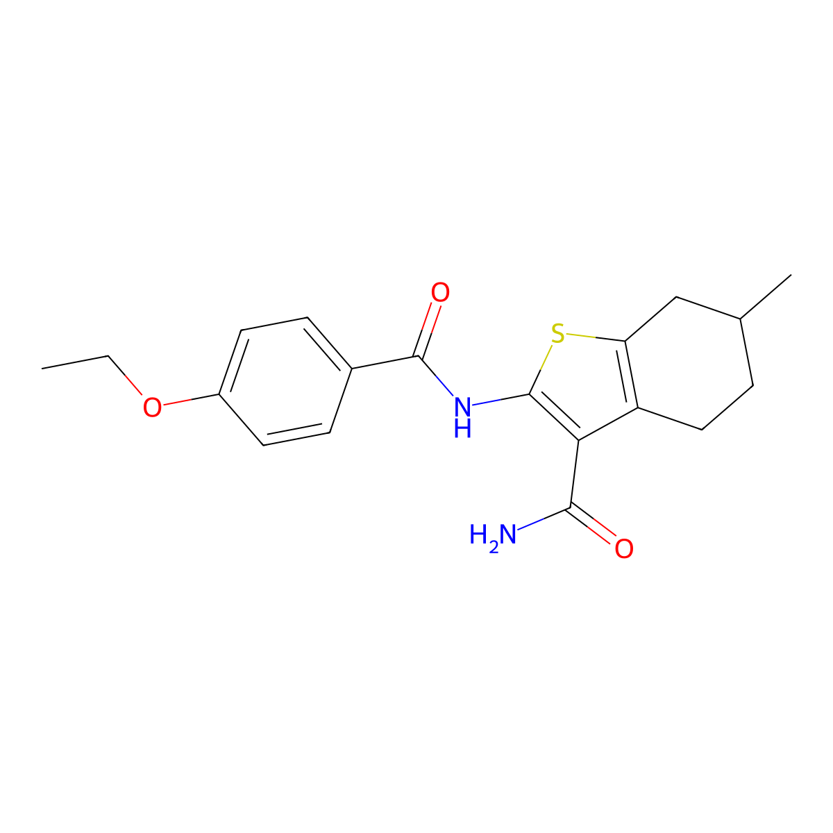 2-[(4-Ethoxybenzoyl)amino]-6-methyl-4,5,6,7-tetrahydro-1-benzothiophene-3-carboxamide molecular structure, CAS 560103-87-9