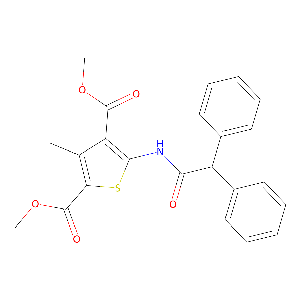 Dimethyl 5-[(diphenylacetyl)amino]-3-methyl-2,4-thiophenedicarboxylate molecular structure, CAS 560104-60-1