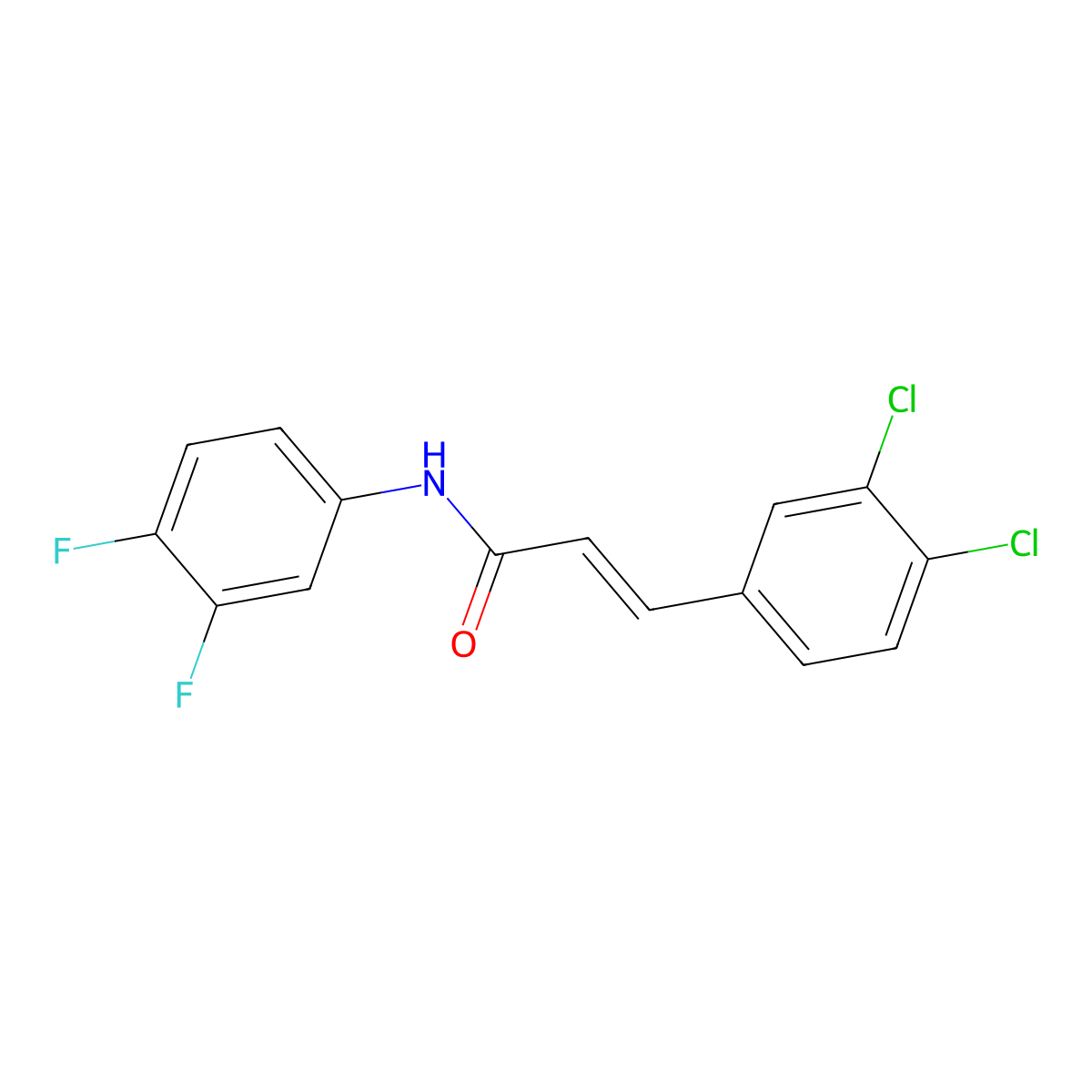 2-Propenamide, 3-(3,4-dichlorophenyl)-N-(3,4-difluorophenyl)- molecular structure, CAS 560104-96-3