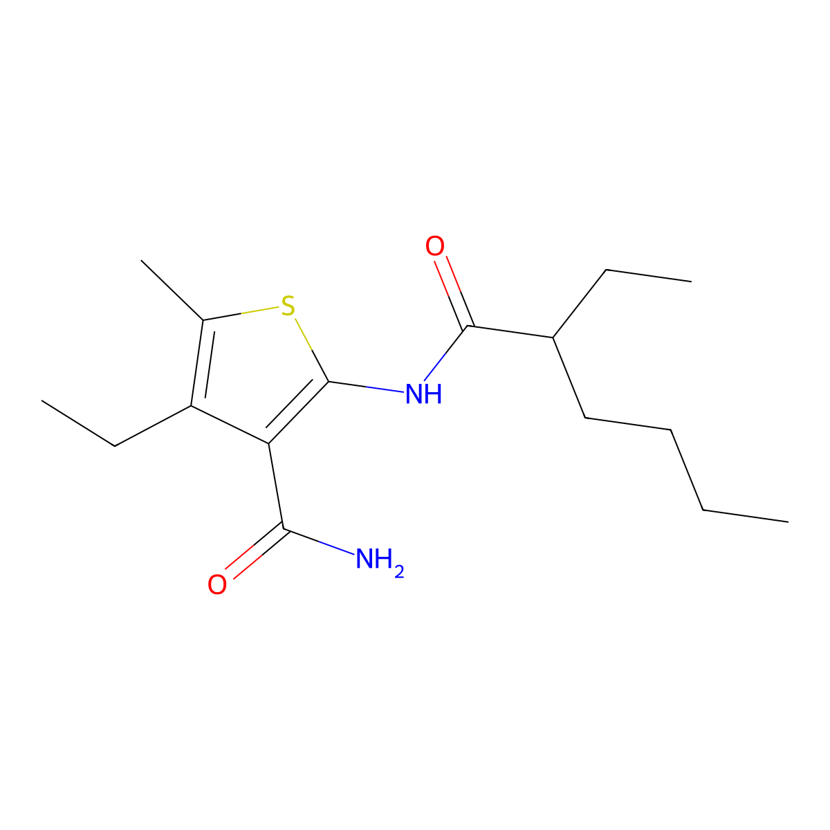 4-Ethyl-2-[(2-ethylhexanoyl)amino]-5-methyl-3-thiophenecarboxamide molecular structure, CAS 560105-38-6