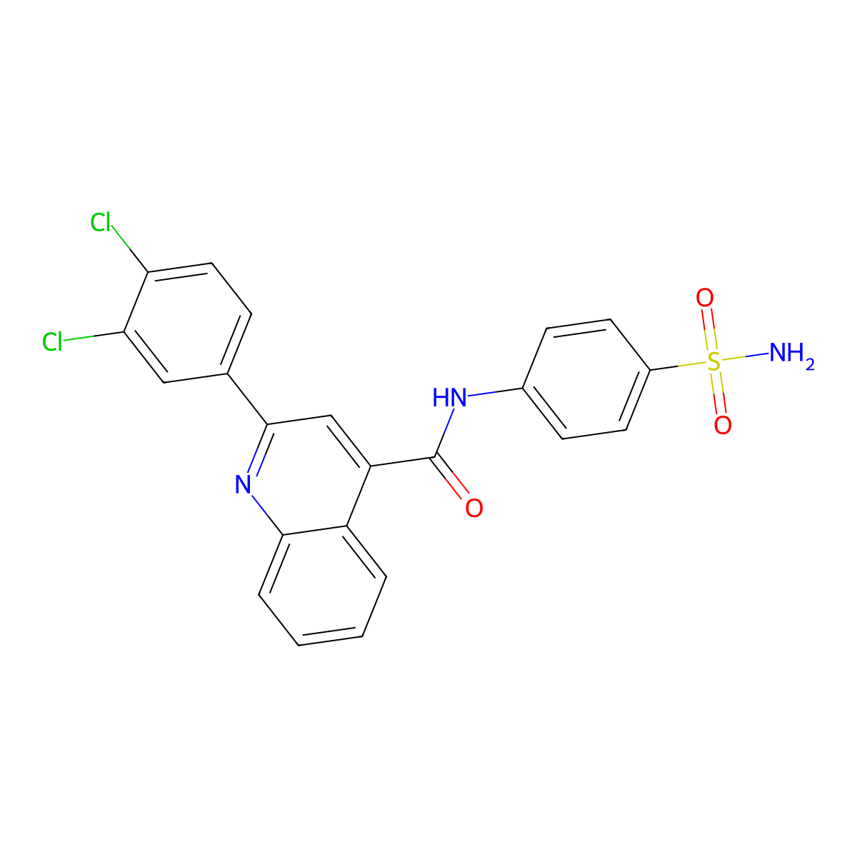 2-(3,4-dichlorophenyl)-N-(4-sulfamoylphenyl)quinoline-4-carboxamide molecular structure, CAS 560106-03-8