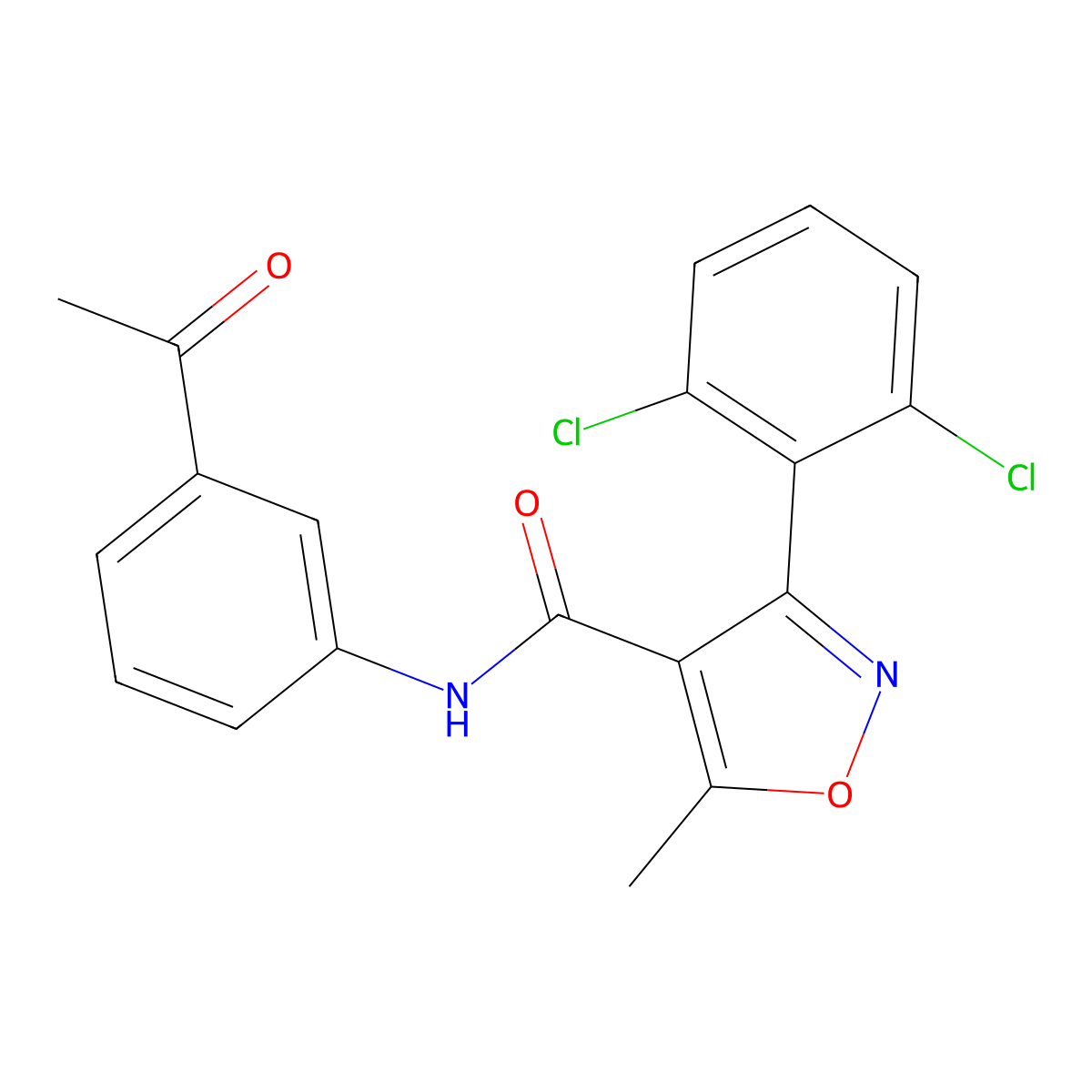 N-(3-acetylphenyl)-3-(2,6-dichlorophenyl)-5-methyl-1,2-oxazole-4-carboxamide molecular structure, CAS 560107-01-9