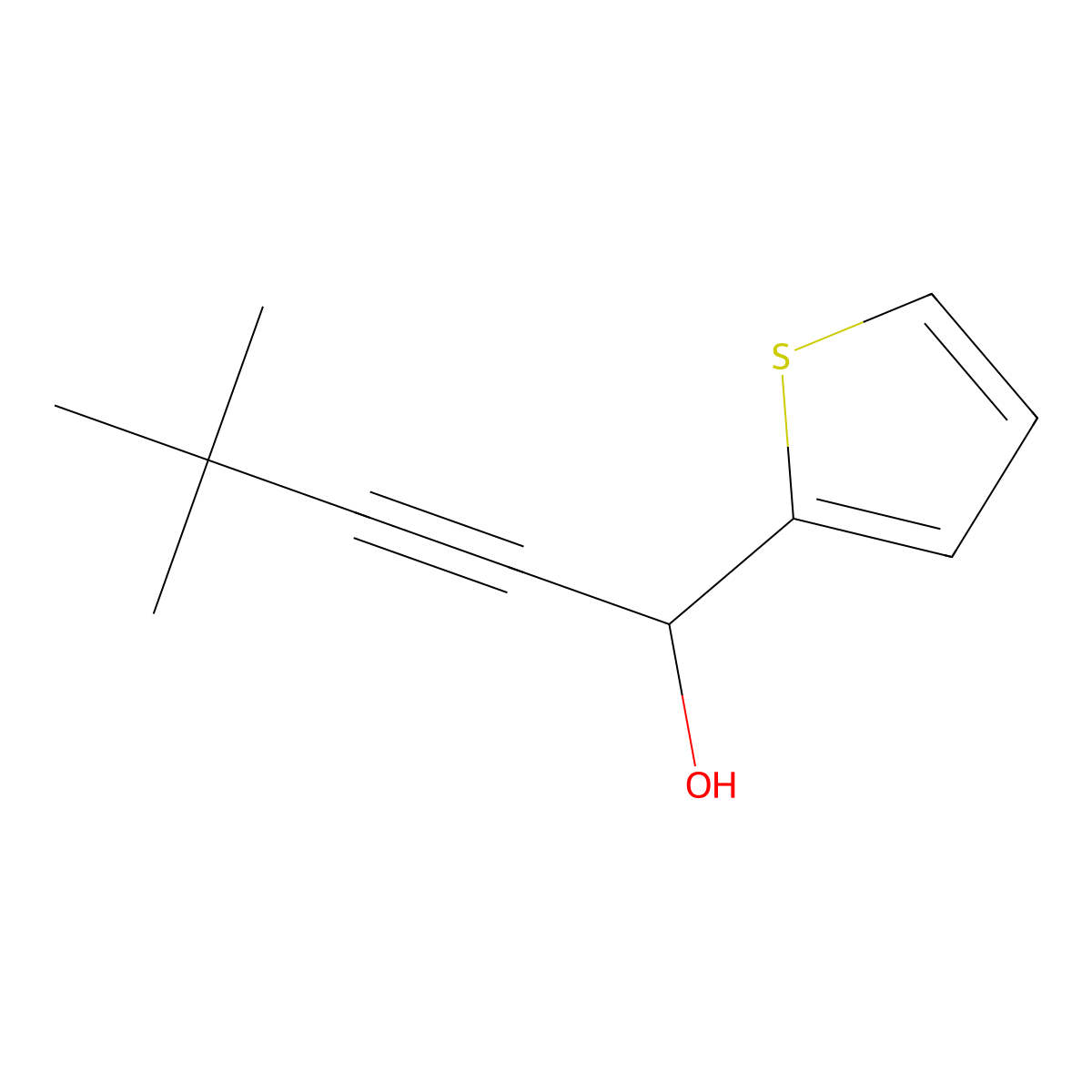 4,4-Dimethyl-1-(thiophen-2-yl)pent-2-yn-1-ol molecular structure, CAS 560109-36-6