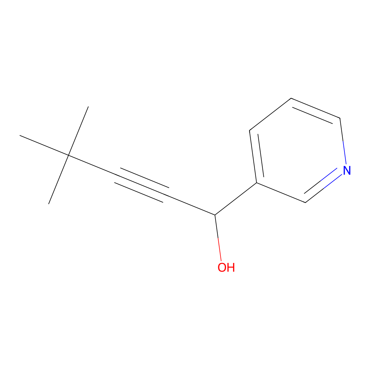 alpha-(3,3-Dimethyl-1-butyn-1-yl)-3-pyridinemethanol molecular structure, CAS 560109-43-5