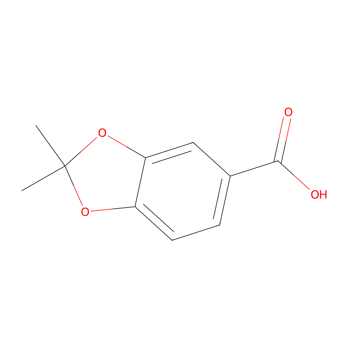 2,2-Dimethyl-1,3-dioxaindane-5-carboxylic acid molecular structure, CAS 56011-75-7