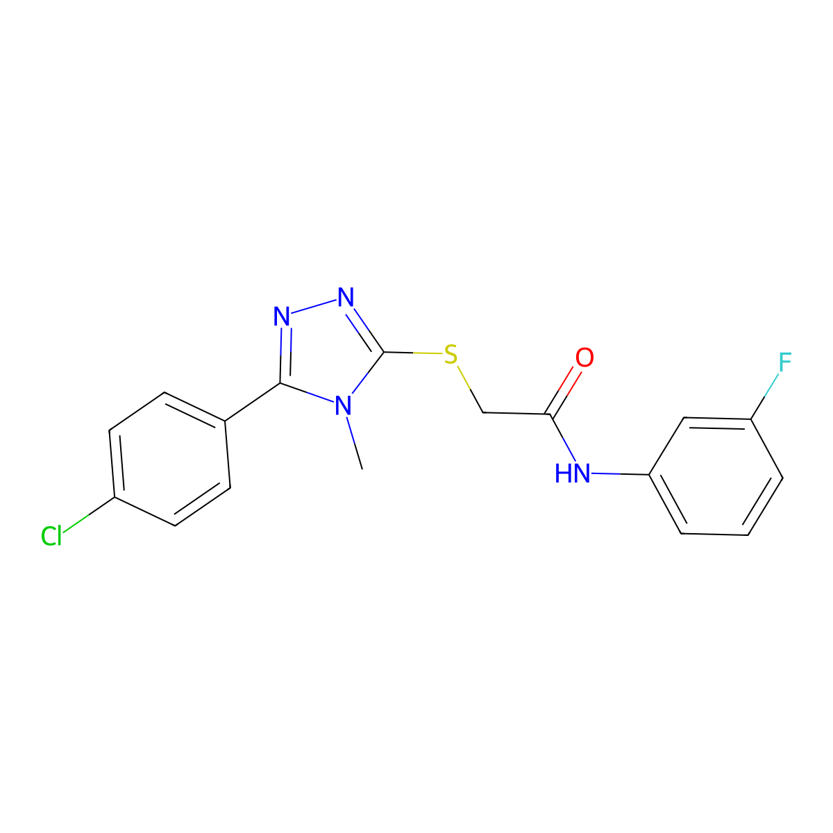2-[[5-(4-chlorophenyl)-4-methyl-1,2,4-triazol-3-yl]sulfanyl]-N-(3-fluorophenyl)acetamide molecular structure, CAS 560125-81-7