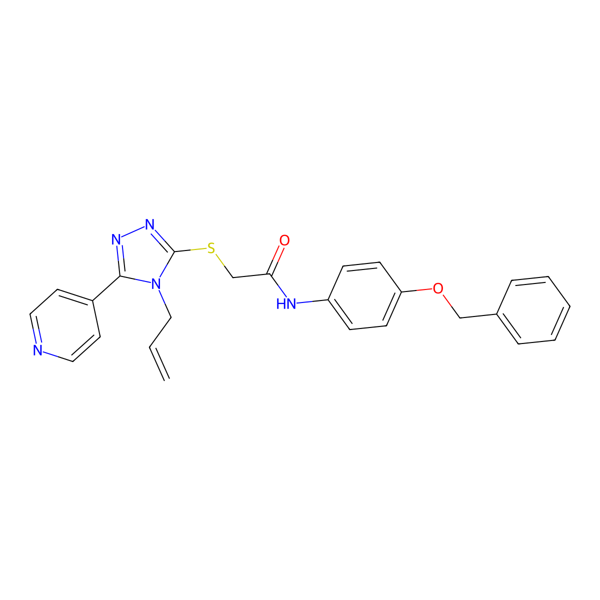 N-[4-(benzyloxy)phenyl]-2-{[4-(prop-2-en-1-yl)-5-(pyridin-4-yl)-4H-1,2,4-triazol-3-yl]sulfanyl}acetamide molecular structure, CAS 560127-78-8