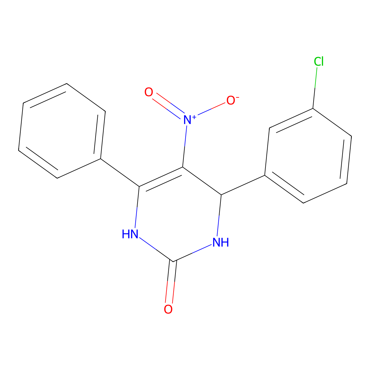 4-(3-Chlorophenyl)-3,4-dihydro-5-nitro-6-phenyl-2(1H)-pyrimidinone molecular structure, CAS 560130-43-0