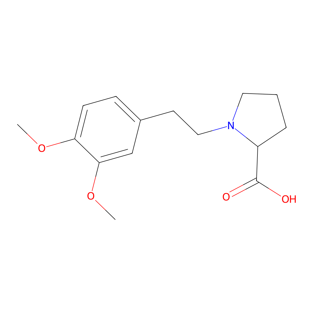 1-[2-(3,4-Dimethoxyphenyl)ethyl]pyrrolidine-2-carboxylic acid molecular structure, CAS 56014-48-3