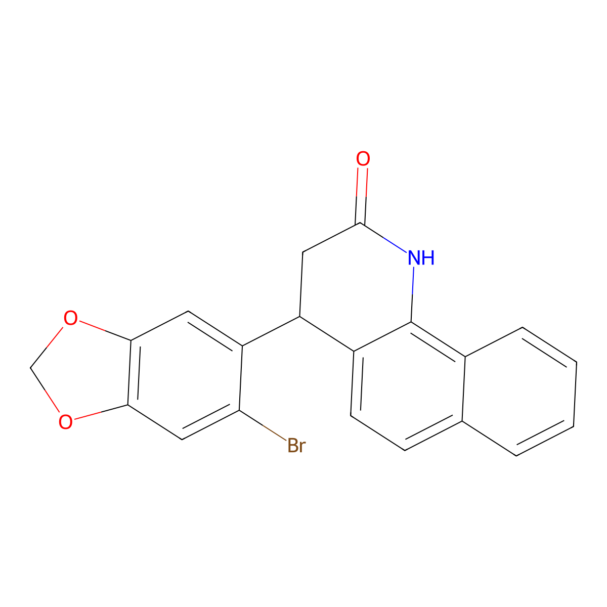 4-(6-bromo-1,3-benzodioxol-5-yl)-3,4-dihydrobenzo[h]quinolin-2(1H)-one molecular structure, CAS 5602-76-6
