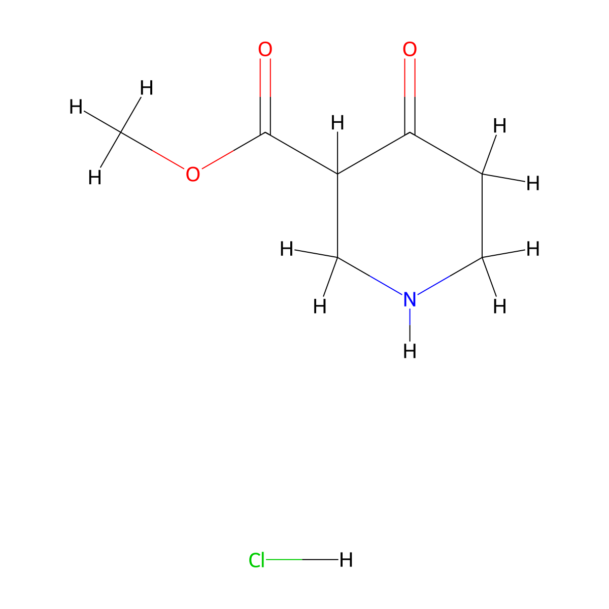 Methyl 4-oxopiperidine-3-carboxylate hydrochloride molecular structure, CAS 56026-52-9