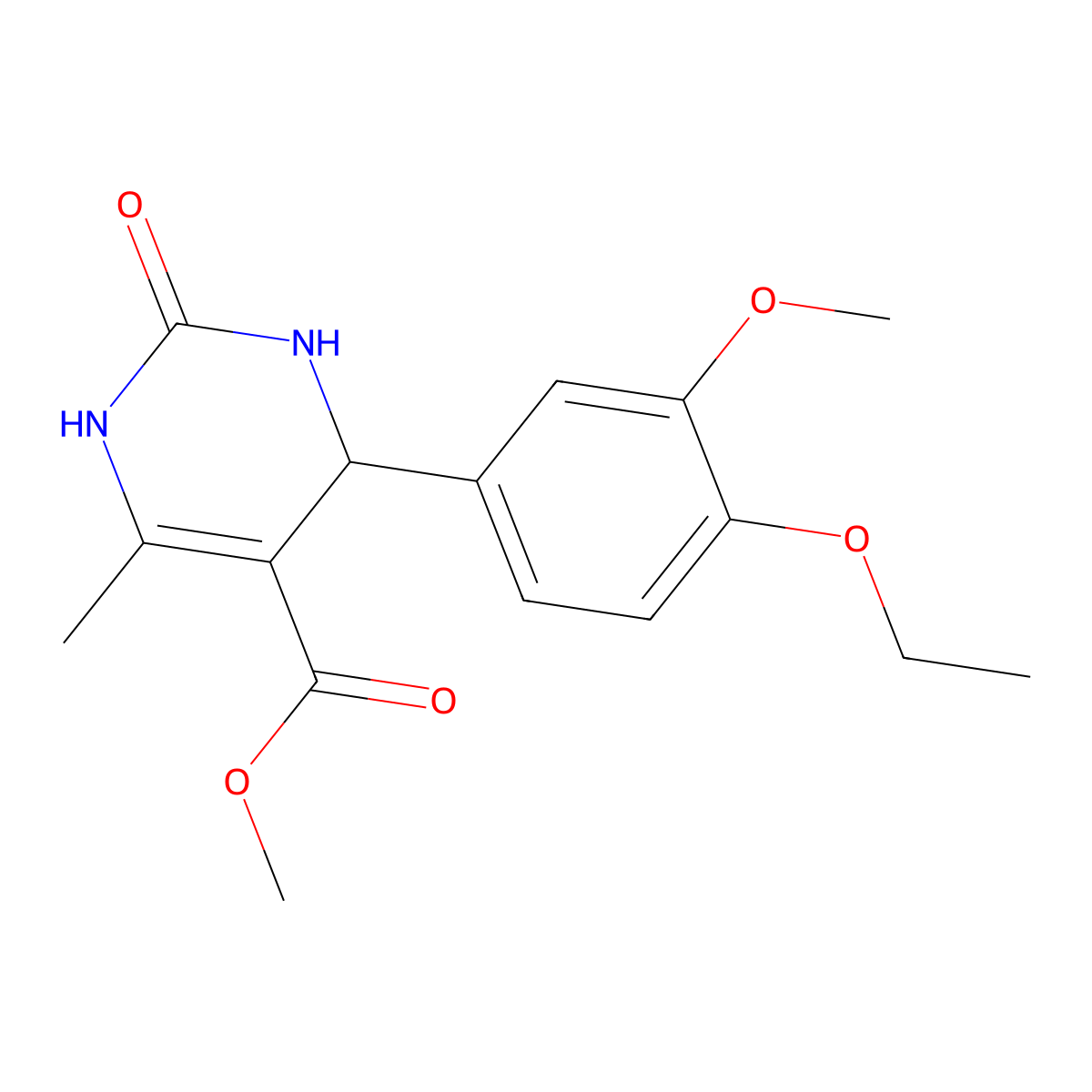 Methyl 4-(4-ethoxy-3-methoxyphenyl)-6-methyl-2-oxo-1,2,3,4-tetrahydropyrimidine-5-carboxylate molecular structure, CAS 5603-10-1