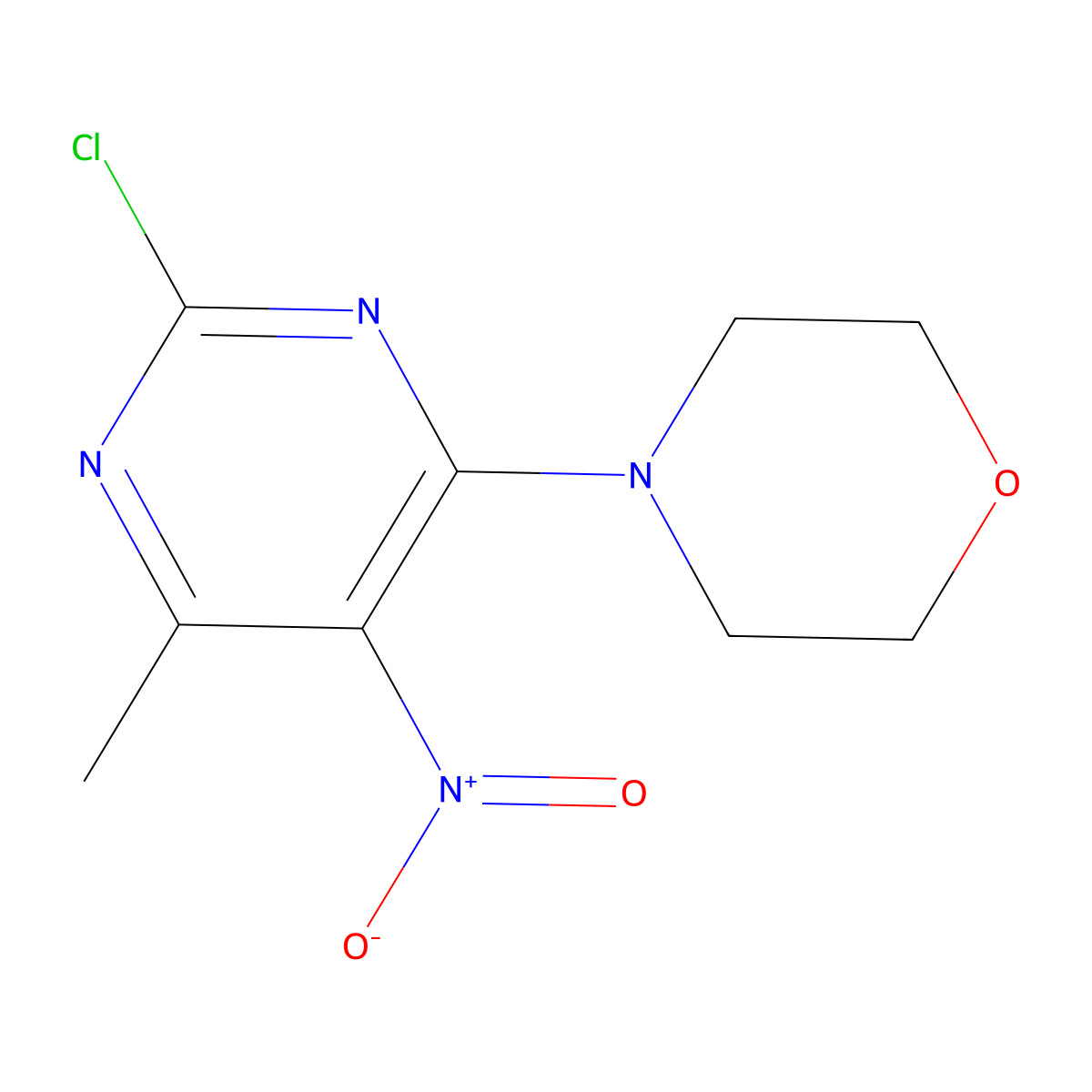 4-(2-Chloro-6-methyl-5-nitro-4-pyrimidinyl)morpholine molecular structure, CAS 56035-35-9