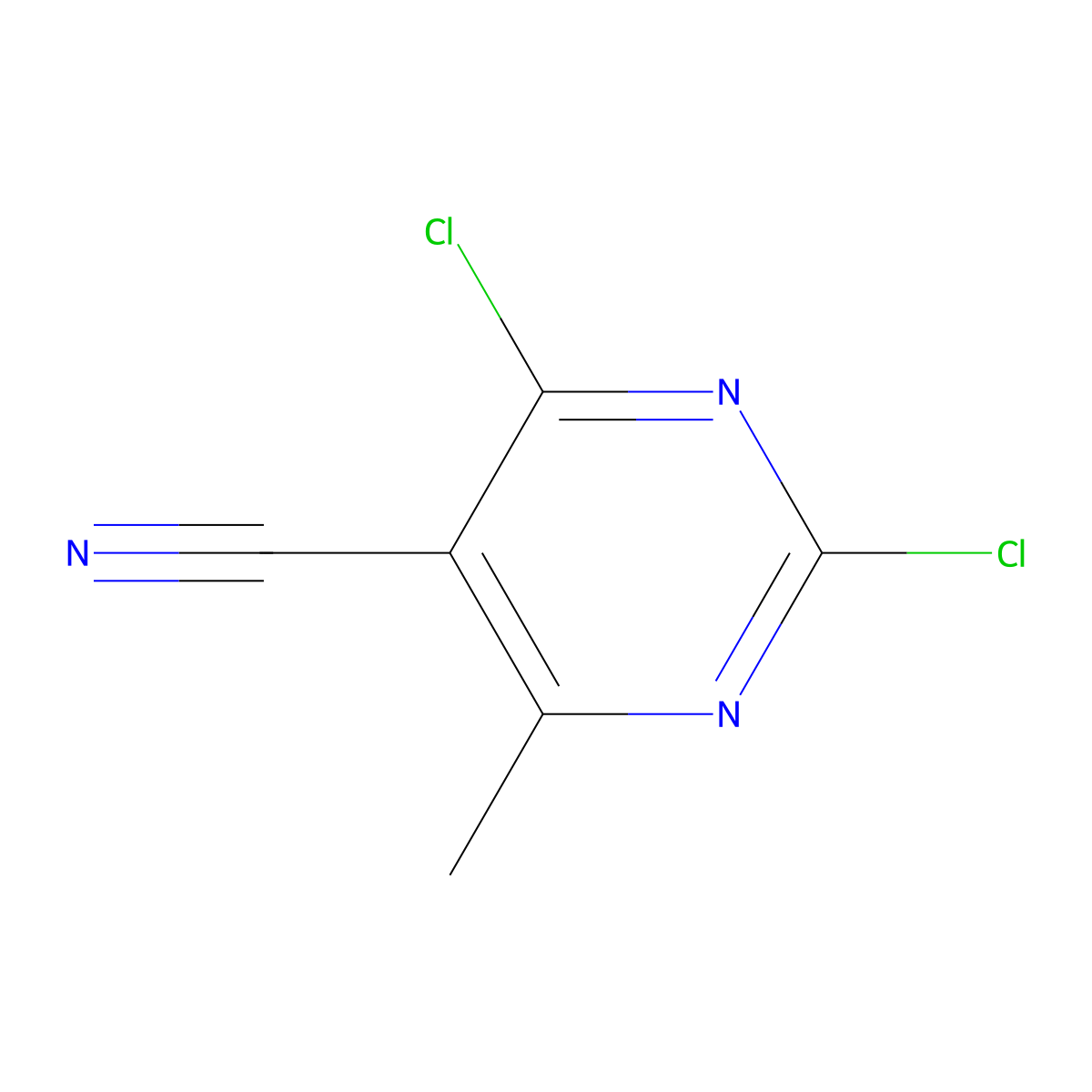 2,4-Dichloro-6-methylpyrimidine-5-carbonitrile molecular structure, CAS 56035-64-4