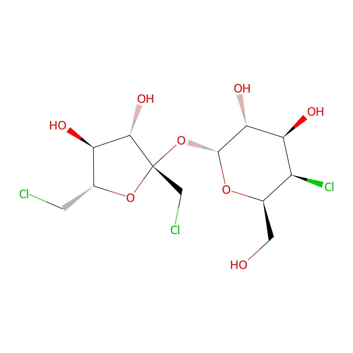 Sucralose molecular structure, CAS 56038-13-2