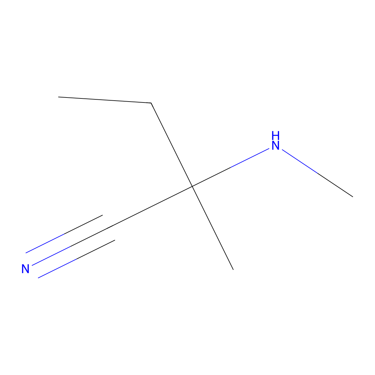 2-Methyl-2-(methylamino)butanenitrile molecular structure, CAS 56039-98-6