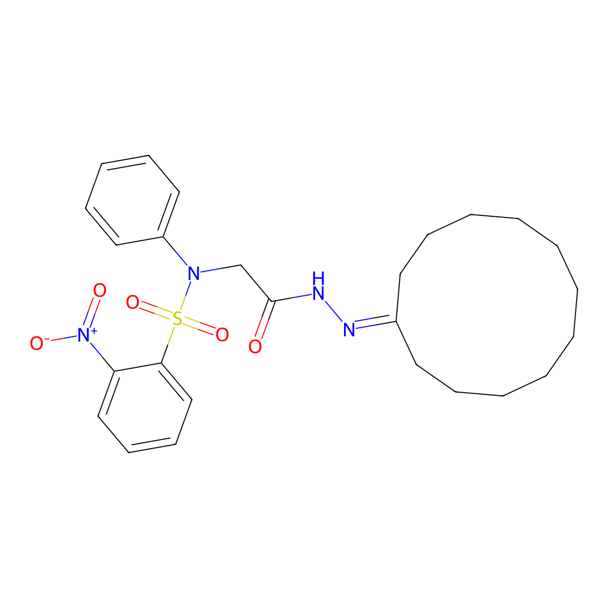 N-(cyclododecylideneamino)-2-(N-(2-nitrophenyl)sulfonylanilino)acetamide molecular structure, CAS 5604-74-0