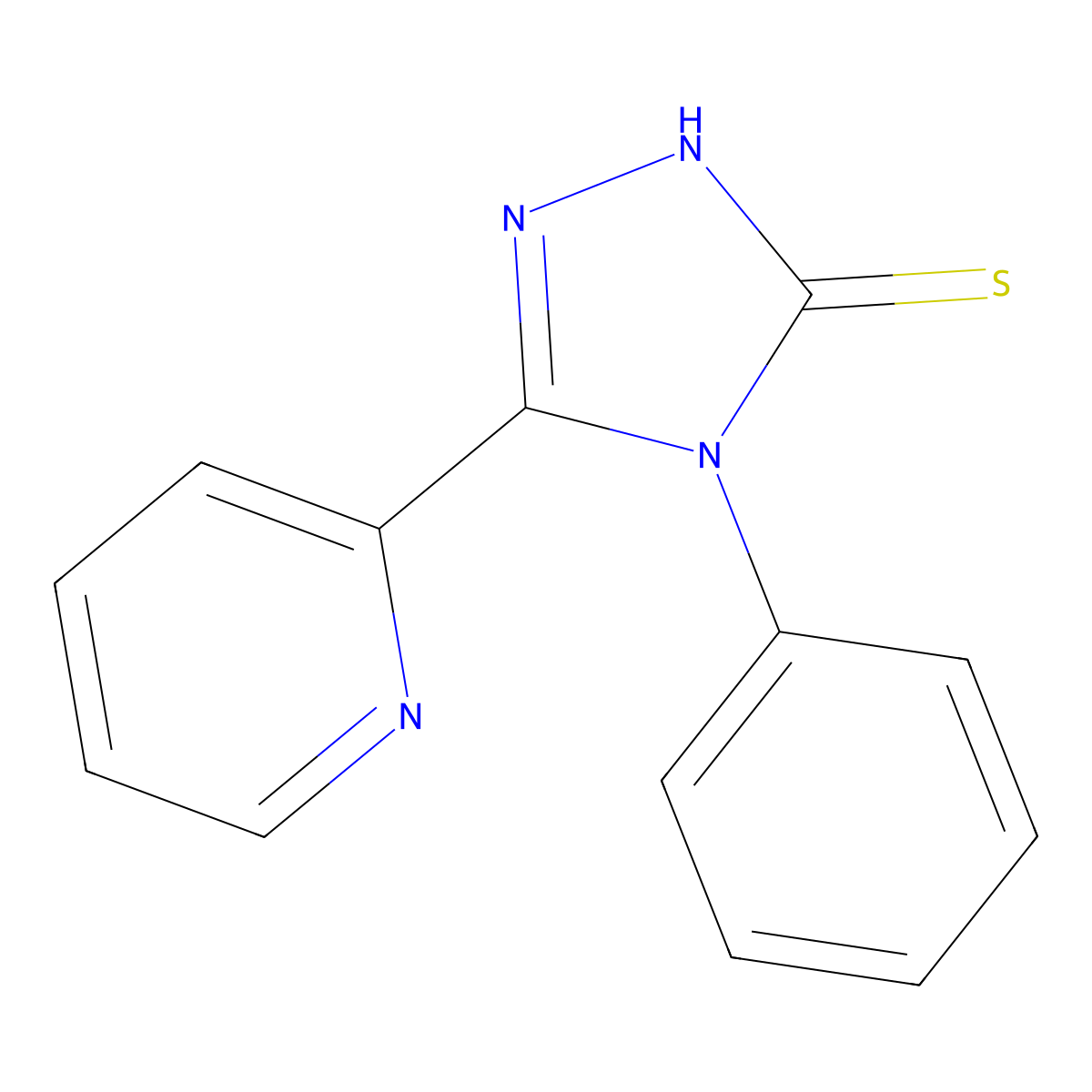 4-Phenyl-5-(pyridin-2-yl)-2,4-dihydro-3H-1,2,4-triazole-3-thione molecular structure, CAS 56041-34-0
