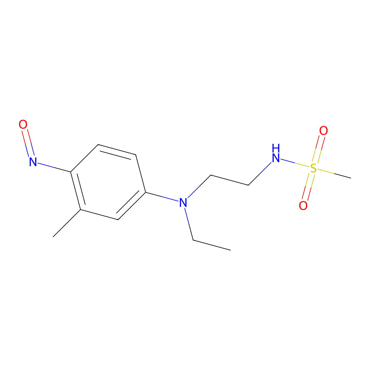 N-(2-(Ethyl(3-methyl-4-nitrosophenyl)amino)ethyl)-methanesulfonamide molecular structure, CAS 56046-62-9