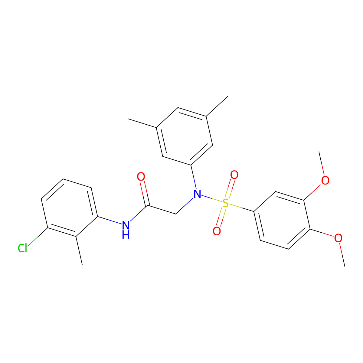 N-(3-chloro-2-methylphenyl)-2-(N-(3,4-dimethoxyphenyl)sulfonyl-3,5-dimethylanilino)acetamide molecular structure, CAS 5605-14-1