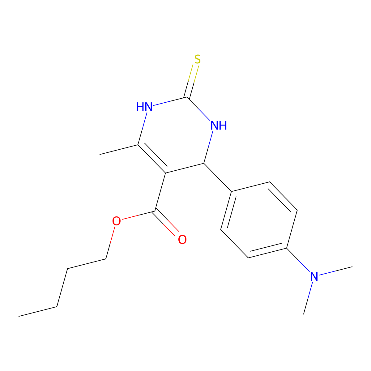 butyl 4-(4-dimethylaminophenyl)-6-methyl-2-sulfanylidene-3,4-dihydro-1H-pyrimidine-5-carboxylate molecular structure, CAS 5605-18-5