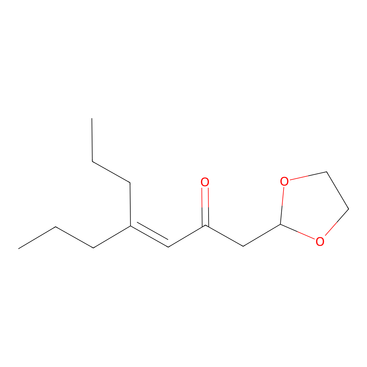 Hept-3-en-2-one, 1-(1,3-dioxolan-2-yl)-4-propyl- molecular structure, CAS 56055-62-0