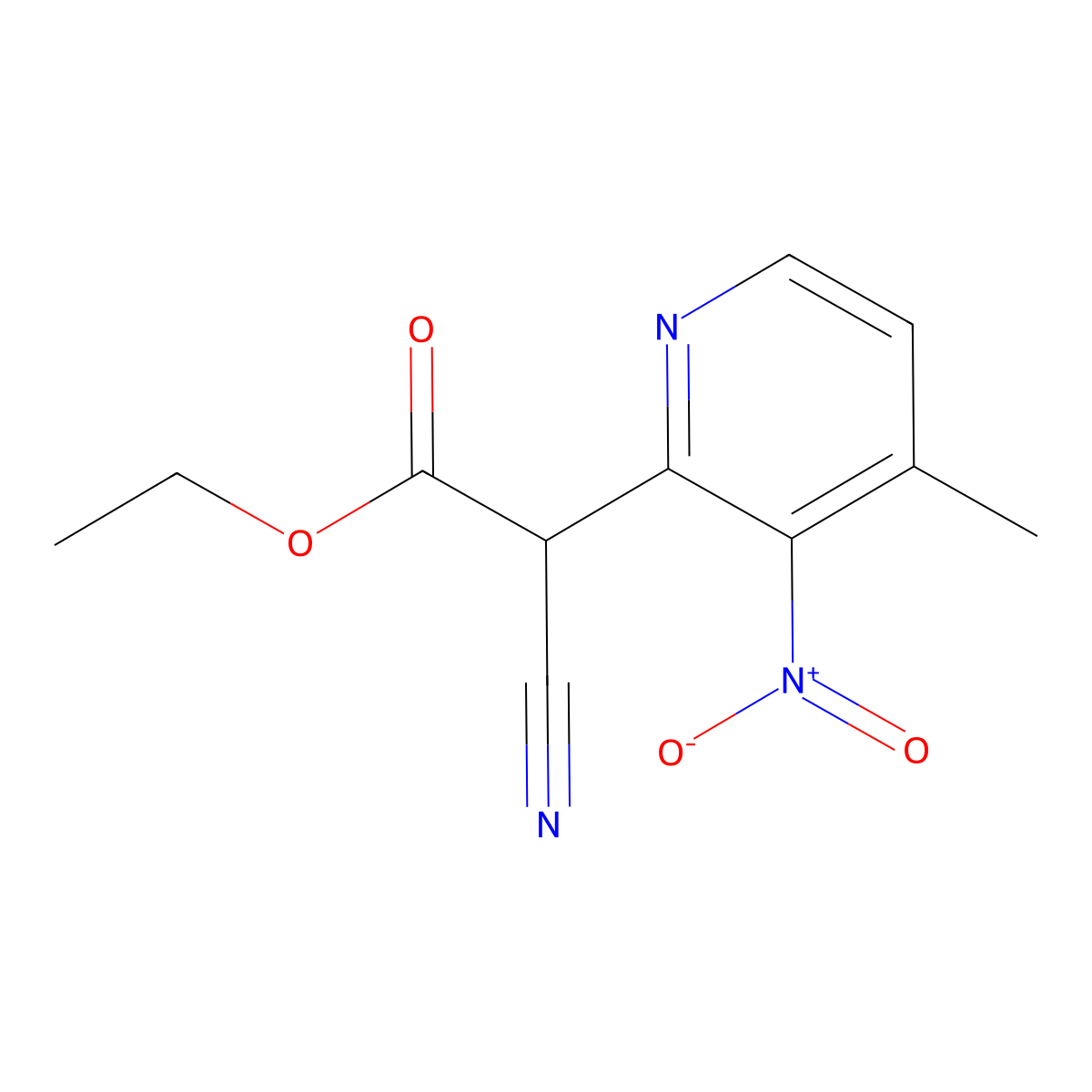 Ethyl 2-cyano-2-(4-methyl-3-nitropyridin-2-yl)acetate molecular structure, CAS 56057-20-6