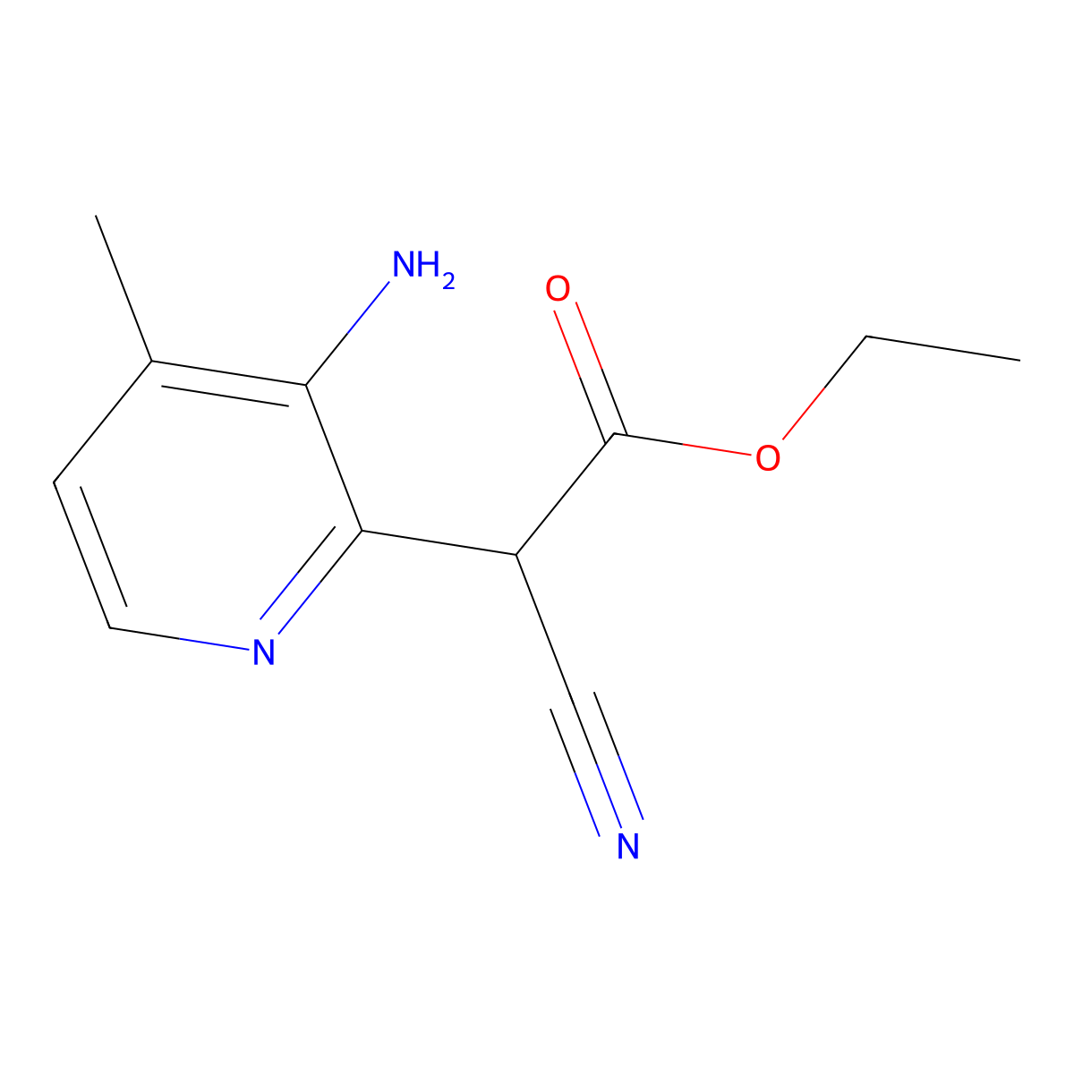 Ethyl 2-(3-amino-4-methylpyridin-2-yl)-2-cyanoacetate molecular structure, CAS 56057-22-8