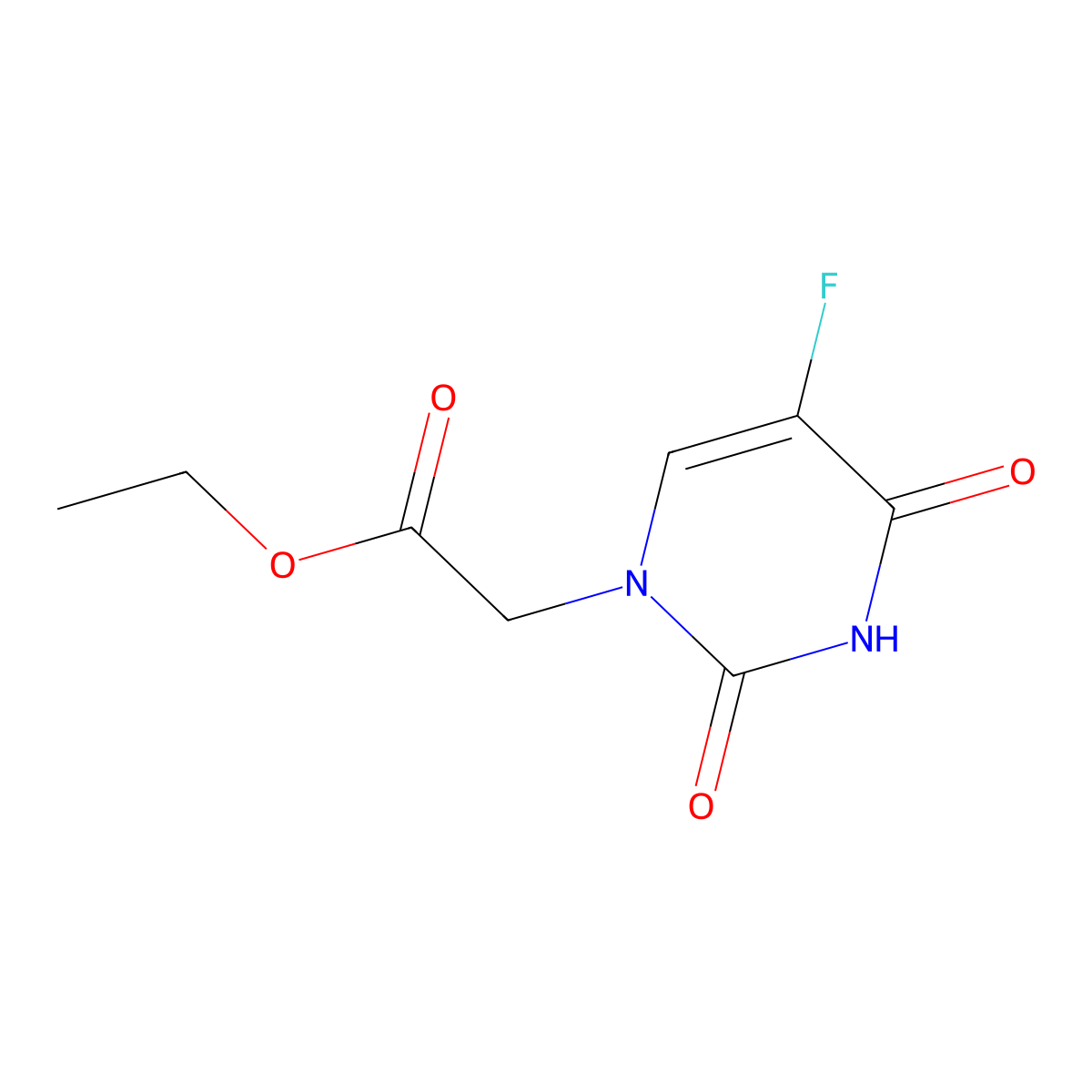 Ethyl 2-(5-fluoro-2,4-dioxo-3,4-dihydropyrimidin-1(2H)-yl)acetate molecular structure, CAS 56059-27-9