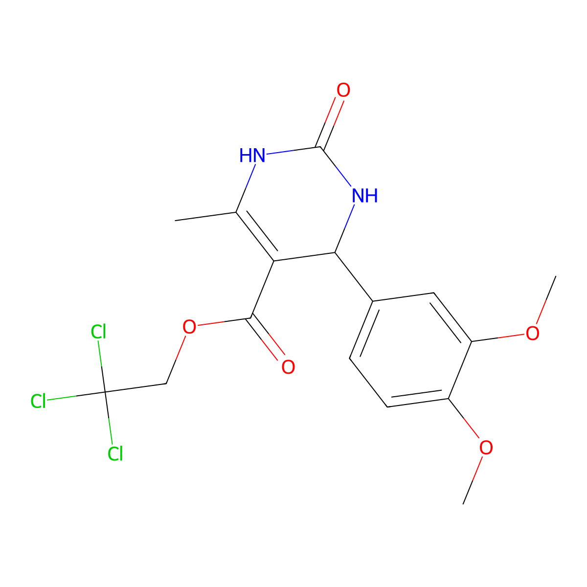 2,2,2-Trichloroethyl 4-(3,4-dimethoxyphenyl)-6-methyl-2-oxo-1,2,3,4-tetrahydropyrimidine-5-carboxylate molecular structure, CAS 5606-07-5